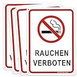 4tlg. Rauchverbot Schilder Rauchen-Verboten Schild Aluminium Schild Hinweisschild Warnschild Verbotschild(Größe 180 * 250mm)