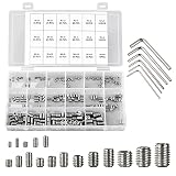 261 Stück Madenschrauben Set, KWOKWEI Sechskantkopf Inbusschraube Sortiment mit Inbusschlüssel Set, M2 M3 M4 M5 M6 M8 Gewindestifte Schrauben, Edelstahl Hex Grub Kopf für Türgriff Knöpfe Halterung
