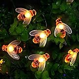 Solar Lichterkette aussen, Bienen lichterketten 50 LED 7M / 24Ft 8 Modi wasserdichte Lichterketten Innen / Außen für Garten, Bäume, Terrasse, Weihnachten, Hochzeiten, Partys (warmweiß)