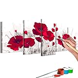 murando - Malen nach Zahlen Blumen Mohn 150x60 cm 5 tlg Malset mit Holzrahmen auf Leinwand für Erwachsene Kinder Gemälde Handgemalt Kit DIY Geschenk Dekoration n-A-0622