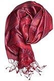 ufash Pashmina 100% Seidenschal aus Indien für Damen & Herren, Paisley Muster, 160 x 35 cm - Schal aus reiner Seide, R