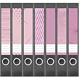 Etiketten für Ordner | Muster Mix Set 2 Rosa | 7 Aufkleber für schmale Ordnerrücken | Selbstklebende Design Ordneretiketten Rück