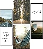 Papierschmiede® Mood-Poster Set Roadtrip | Bilder als Wanddeko | Wohnzimmer & Schlafzimmer | 2x DIN A3 und 4x DIN A4 | Abenteuer Straße Auto - ohne R