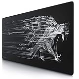 CSL - Übergröße Mauspad Gaming Titanwolf 1200x600mm - XXXL Mousepad groß mit Motiv - Tischunterlage Large Size - verbessert Präzision und Geschwindigkeit - XXL z.B. für Logitech Maus und T