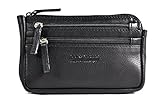 Jockey Club Leder Gürteltasche Bikertasche Hüfttasche Bauchtasche mit DREI Reißverschlussfächern eng anliegend Nappaleder schw