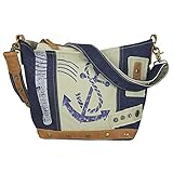 Sunsa Damen Tasche Umhängetasche. kleine Canvas Bag mit Recycelte Jeans und Leder. Vintage Design Taschen sind praktische Geschenke für Women. Schultertasche Damentaschen S