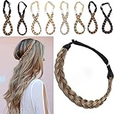 Extensions Haarband geflochtene Braids Haar Haarverlängerung verstellbare Stirnband elastische Stretch Haarteil Beauty-Accessoire für Frauen Kastanienbraun & Aschblond S-1.5cm（0.6') -27g