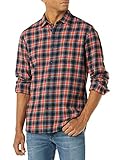 Amazon Essentials Regular-Fit Long-Sleeve Solid Flannel Shirt Hemd, Blau/Orange, Karo, L