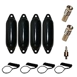 Majoni Komplettset 4er-Set Star 15 Fender Bootsfender mit 4 Fenderleinen, 2 Ersatzventilen und 1 Ventiladapter - schwarz 45 x 12