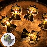 TOSISZ Decoração do Dia das bruxas Decoração de ação de graças luz de abóbora, bateria de guirlanda iluminado casa Interior decoração ao AR Livre Dia das bruxas Ahorn-Hexe,6M 40L