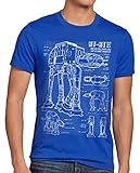 style3 at-at Herren T-Shirt Blaupause Walker, Größe:3XL, Farbe:B