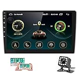 Hikity 2 Din Android Autoradio mit Navi GPS 10,1 Zoll 1080P HD Touchscreen FM Radio WiFi Spiegel Link (Android / iOS) + Rückfahrkamera + Dual-USB-Kab