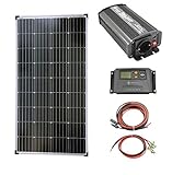 solartronics Komplettset 1x130 Watt Solarmodul 600 Watt Wandler Laderegler Photovoltaik Inselanlag