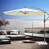 QLLL Ampelschirm Sonnenschirm mit Kurbelvorrichtung, Hängender Gartenschirm, UV Schutz 40+, Winddicht und Regenfest (270cm/300cm)