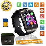 Smartwatch Bluetooth Smart Watch SN06 mit Touchscreen Kamera SIM-Karte Slot Fitness Tracker Sport Uhr für Samsung LG Sony Huawei Xiaomi Android phones iPhone ios für Damen Herren Kinder (Schwarz)