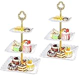 Ysislybin 3 Etagen Teller Tortenständer Kuchenständer, 2 PCS Mehrschichtiger Tortenständer, Kuchen Rack Display Stand, Cupcake Ständer für Party, Geburtstag, Hochzeit, Weihnachten (Weiß)