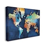Stupell Industries Weltkarte Modern Rainbow Textured, Design by Michael Mullen Wall Art, 30 x 40 cm, Leinw