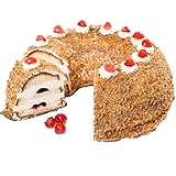 Vestakorn Frankfurter Kranz 2,2 kg, Handfertigt mit Buttercreme und Preiselbeeren, 14cm hoch, 12 Stück