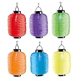 6er Set Solar LED Lampion Party Garten Laterne Oval Bunt Deko Lampenschirm Lampe Kugel Gartenlamp