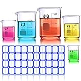 Becherglas Set, Wandefol 5 Teilig Borosilikatglas Bechergläser Set Niedriger Formbecher mit klare Ausguss 5ML/10ML/25ML/50ML/100ML für Labor Messb