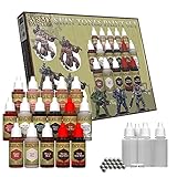 The Army Painter Skin Tones Paint Set, Warpaints – 12 Acryllacke, drei Quickshade Washes, ein Mixing Medium, vier Mischfläschchen, zwanzig Mixing Balls für den Acryl-Lackiersatz für M