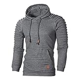 Yowablo Outwear Bluse Hoodie Männer Herbst Langarm Kariertes Kapuzen Sweatshirt Top Tee (3XL,dunkelgrau)