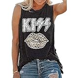 WXDSNH Damen Weste Lippen Letter Print Rundhalsausschnitt Ärmelloses T-shirt Damen Sommer Für Damen Tops Tank Top