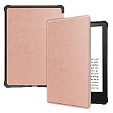 QULLOO Handyhülle für Kindle Paperwhite 2021 Hülle, Leder Tasche Flip Schutzhülle Case mit Sleep/Wake Funktion Klapphüllen - Roseng