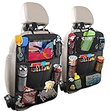 Auto Rückenlehnenschutz 2 Stück Auto Rücksitz Organizer für Kinder Wasserdichter Organizer Auto Rücksitz Kinder Anti-Schmutzig Rücksitzschoner mit 12 Zoll Tablet & iPad Fach Organizer T