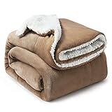 BEDSURE Decke Sofa Kuscheldecke Camel - warm Sherpa Sofaüberwurf Decke, Dicke Sofadecke Couchdecke, 150x200 cm XL Flauschige Wohndecke für C