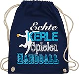 Shirtracer Handball EM 2022 Trikot Ersatz - Echte Kerle Spielen Handball weiß - Unisize - Navy Blau - spiel handball - WM110 - Turnbeutel und Stoffbeutel aus Baumw