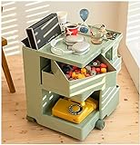 FXBFAG Rotierender Nachttisch mit Aufbewahrung, Weiß, der Sich bewegen kann, Nachttisch mit Rollen für Schlafzimmer, Nachttisch mit 4 Schubladen, kreatives Trolley-Schließfach (Größe: 43 * 42 * 52,