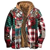 Herren Winterjacke Herbst Winter Modelle Dicke Warme Baumwolle Outdoor Plaid Langarm Lose Kapuzenshirt Jacke, 5, XL