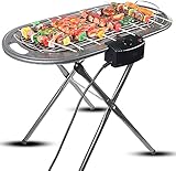 Elektrischer Grill 2 in 1 elektrische Holzkohle-Standgrill Haushalt 2000W Elektrische Temperatur Regulierung BBQ Grill Outdoor Camping Rauchloser Grill G