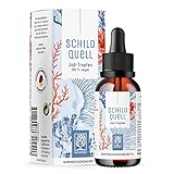 Jod Tropfen hochdosiert - 150 µg 50ml (1700 Tropfen) alkoholfrei und vegan I Jod flüssig aus nur zwei Zutaten: Kaliumiodid und Wasser I Schildquell Jod vegan von Naturtreu I Jod Lösung