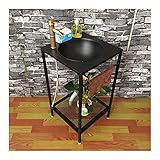 Retro Industrie Stil Sockel Waschbecken, Kreative Persönlichkeits-badezimmer Standwaschbecken, Schmiedeeisen Waschtisch Mit Wasserhahn Und Abfluss-combo 45x45x85cm(Color:Schwarzes Säulenwaschbecken)