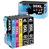 WORKINK Kompatible Druckerpatronen für Epson 35 35XL Druckerpatrone für Epson Workforce Pro WF-4720DWF WF-4725DWF WF-4730DTWF WF-4740DTWF (2 Schwarz, 1 Cyan, 1 Magenta, 1 Gelb)