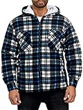 EGOMAXX Herren Thermohemd Holzfäller Hoodie Jacke Kariert Warm Gefüttert, Farben:Schwarz, Größe Jacken:4XL