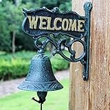 Türglocke Gusseisen WELCOME, Antik-Stil, Goldene Buchstaben, Haustür & G