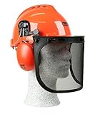 Oregon Yukon Kettensägen-Sicherheitshelm mit Gehörschutz und Netzvisier (562412), Orange, Einheitsgröß