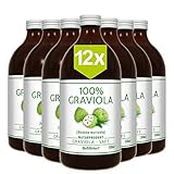 12 x 100% Graviola Direkt-Saft -unfiltriert & vegan- (12 x 500ml), aus 100% Graviola Püree. Stachelannone, Soursop, Corossol, Guanab