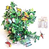 VOUNEDA Lichterkette Batteriebetrieben,Kupfer Lichterkette,3 Meter 20 LED Schmetterling Rattan Lichterkette Urlaub Außenlampe für Geburtstag Thanksgiving Weihnachtsbaum Hochzeit Dek