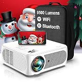 Beamer, 9500 Lumen Beamer Full HD 5G, WiFi Bluetooth Beamer 4K Native 1080P LED Heimkino Video Projector kompatibel mit Fire TV Stick, iOS /Android Smartphone, MAC/PC/Laptop/ PPT/ PS5 (Weiß)