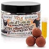 Bait for Carps - Meat Meal Pop Up [50Gramm] + GRATIS Bait Juice | Premium 15mm Pop Up Boilie I Karpfen Zubehör I Karpfenköder I Lockwirkung: 12-16 Stunden (15 Millimeter)