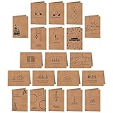 20 Klappkarten Weihnachtskarten Kraftpapier 20er SET Karten zu Weihnachten – Klappkarte mit schönen Sprüchen – Endformat DIN A6 Grußkarten - Christmas Cards Grußk