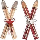 alles-meine.de GmbH Miniatur _ Ski mit Stöcken _ aus Holz - Puppenstube Maßstab 1:10 / 1:12 - Puppenhaus / Puppenhausmöbel - Deko Winter & Weihnachten - Miniatur / Diorama - k