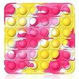 Bdwing Push and Pop Bubble Sensory Fidget Toy Bunt, Finger Toys Autismus for ADHS Special Needs Squeeze Toys (Square-pinkYellow)