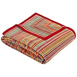 Ibena Malang Kuscheldecke 150x200 cm – Wohndecke bunt, fröhliche Streifendecke aus hochwertiger Baumwollmischung, kuschelweich und angenehm w