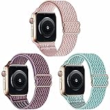 Fengyiyuda 3 Pack Solo Loop Kompatibel mit Apple Watch Armband,Nylon Ersatz Sport Armband für IWatch Series 6/SE/5/4/3/2/1