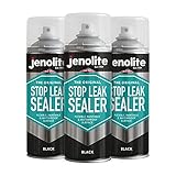 JENOLITE Stop Leak - wasserfestes Dichtspray - Füllt, dichtet und stoppt Undichtigkeiten - Reparatur Dachrinnen, Rohren, Abflüssen, Fenstern, Dächern usw. - 3 x 400 ml - Schw